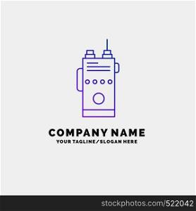 walkie, talkie, communication, radio, camping Purple Business Logo Template. Place for Tagline. Vector EPS10 Abstract Template background