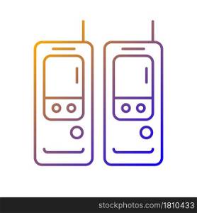 Walkie-talkie gradient linear vector icon. Vintage handheld transceiver. Small portable device for communication. Thin line color symbol. Modern style pictogram. Vector isolated outline drawing. Walkie-talkie gradient linear vector icon