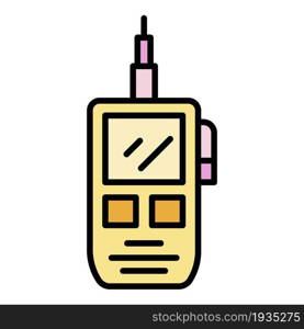 Walkie talkie icon. Outline walkie talkie vector icon color flat isolated. Walkie talkie icon color outline vector