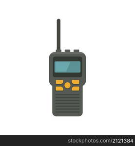 Walkie talkie transmitter icon. Flat illustration of walkie talkie transmitter vector icon isolated on white background. Walkie talkie transmitter icon flat isolated vector