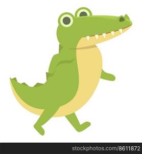 Walking alligator icon cartoon vector. Cute animal. Happy adorable. Walking alligator icon cartoon vector. Cute animal