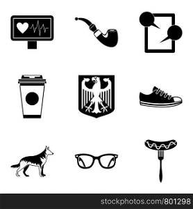 Walking around city icons set. Simple set of 9 walking around city vector icons for web isolated on white background. Walking around city icons set, simple style