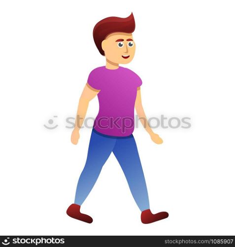 Walking boy icon. Cartoon of walking boy vector icon for web design isolated on white background. Walking boy icon, cartoon style