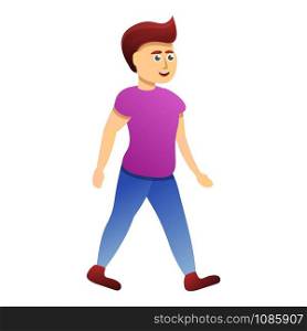 Walking boy icon. Cartoon of walking boy vector icon for web design isolated on white background. Walking boy icon, cartoon style