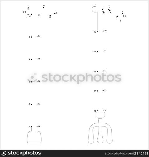 Walking Cane Icon Connect The Dots, Walking Stick, Crutch, Mobility Aid Vector Art Illustration, Puzzle Game Containing A Sequence Of Numbered Dots