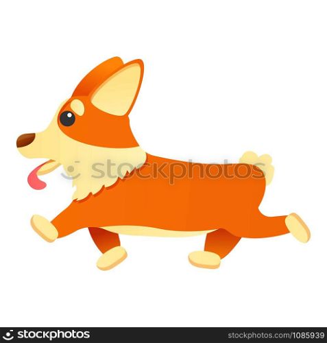 Walking corgi dog icon. Cartoon of walking corgi dog vector icon for web design isolated on white background. Walking corgi dog icon, cartoon style
