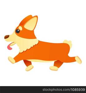 Walking corgi dog icon. Cartoon of walking corgi dog vector icon for web design isolated on white background. Walking corgi dog icon, cartoon style