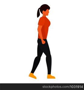 Walking girl icon. Flat illustration of walking girl vector icon for web design. Walking girl icon, flat style