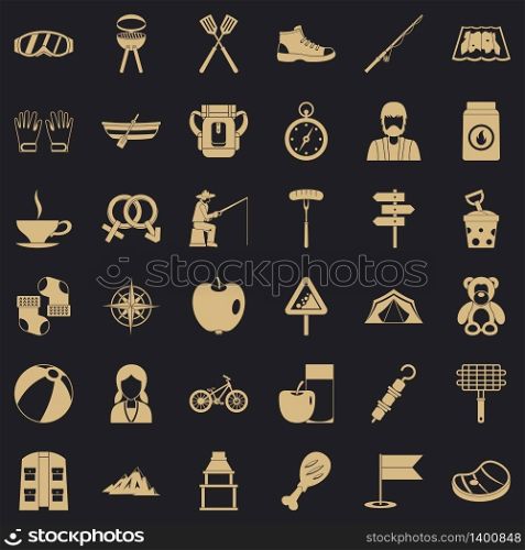 Walking icons set. Simple style of 36 walking vector icons for web for any design. Walking icons set, simple style