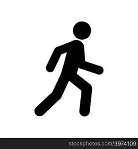 Walking man symbol. Pedestrian icon. Black sign over white background