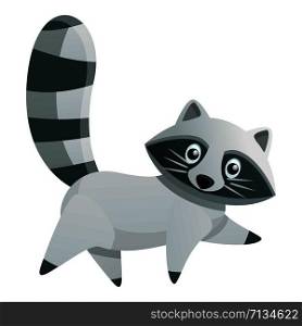 Walking raccoon icon. Cartoon of walking raccoon vector icon for web design isolated on white background. Walking raccoon icon, cartoon style