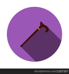 Walking Stick Icon. Flat Circle Stencil Design With Long Shadow. Vector Illustration.