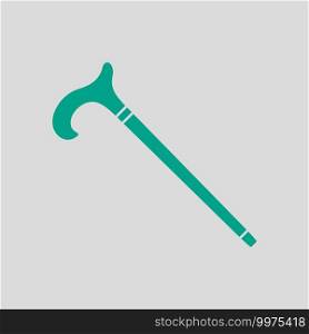Walking Stick Icon. Green on Gray Background. Vector Illustration.
