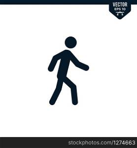Walking stick man icon collection in glyph style, solid color vector