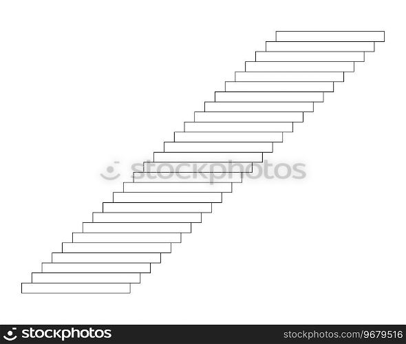 Walking up stairway black and white 2D cartoon object. Corporate steps. Long stairs isolated vector outline item. Climbing upstairs. Up and down structure monochromatic flat spot illustration. Walking up stairway black and white 2D cartoon object