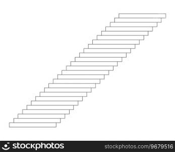 Walking up stairway black and white 2D cartoon object. Corporate steps. Long stairs isolated vector outline item. Climbing upstairs. Up and down structure monochromatic flat spot illustration. Walking up stairway black and white 2D cartoon object