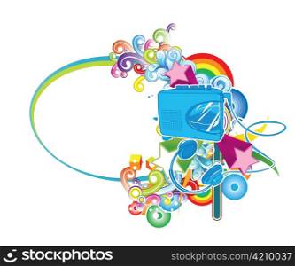 walkman with floral vector illustration