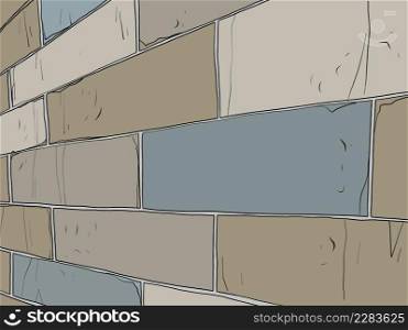 wall background, blocks bricks, gray color. Prison. Side angle view. pop art Retro vector Illustration 50s 60s kitsch Vintage style. wall background, blocks bricks, gray color. Prison. Side angle view