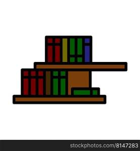 Wall Bookshelf Icon. Editable Bold Outline With Color Fill Design. Vector Illustration.