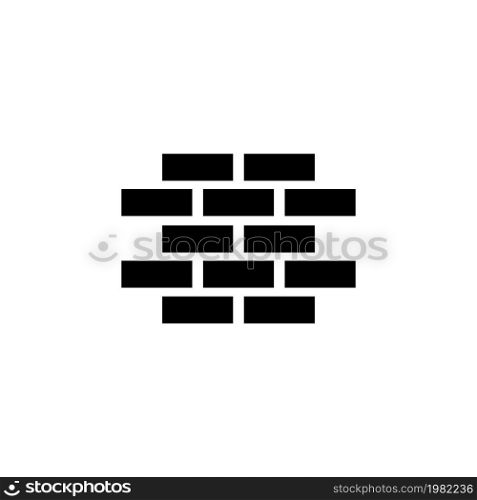 Wall Brick. Flat Vector Icon. Simple black symbol on white background. Wall Brick Flat Vector Icon