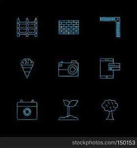 wall , bricks,  plant , tree , camera, mobile , icon, vector, design,  flat,  collection, style, creative,  icons