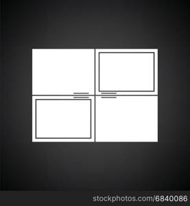 Wall cabinet icon. Black background with white. Vector illustration.