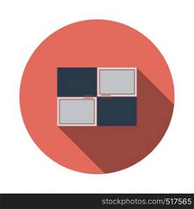 Wall Cabinet Icon. Flat Circle Stencil Design With Long Shadow. Vector Illustration.