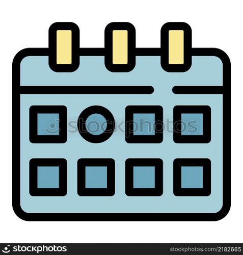 Wall calendar icon. Outline wall calendar vector icon color flat isolated. Wall calendar icon color outline vector