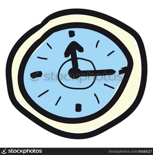 Wall clock hand drawn design, illustration, vector on white background.