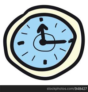 Wall clock hand drawn design, illustration, vector on white background.
