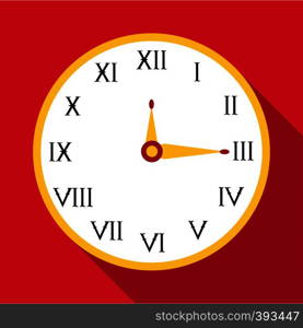 Wall clock icon. Flat illustration of wall clock vector icon for web. Wall clock icon, flat style