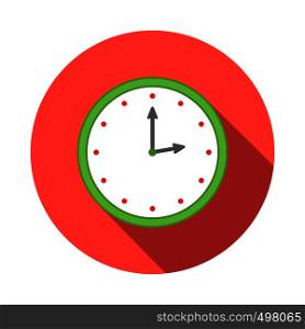 Wall clock icon in flat style on a white background. Wall clock icon, flat style
