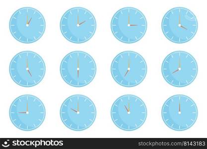 Wall clock icon isolated on white background. Vector illustration