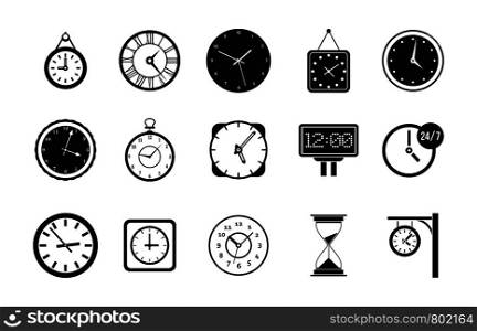 Wall clock icon set. Simple set of wall clock vector icons for web design isolated on white background. Wall clock icon set, simple style