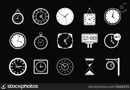 Wall clock icon set vector white isolated on grey background . Wall clock icon set grey vector