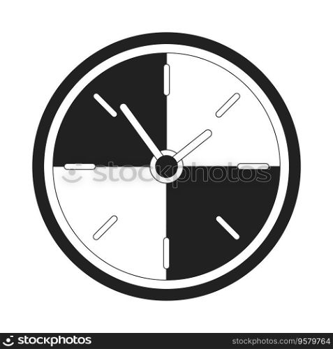 Wall clock monochrome flat vector object. Showing time. Editable black and white thin line icon. Simple cartoon clip art spot illustration for web graphic design. Wall clock monochrome flat vector object