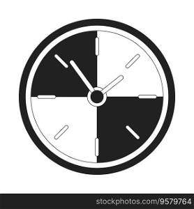 Wall clock monochrome flat vector object. Showing time. Editable black and white thin line icon. Simple cartoon clip art spot illustration for web graphic design. Wall clock monochrome flat vector object