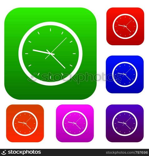 Wall clock set icon color in flat style isolated on white. Collection sings vector illustration. Wall clock set color collection