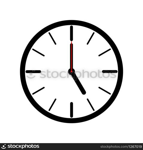 wall clock showing office working hours vector illustration