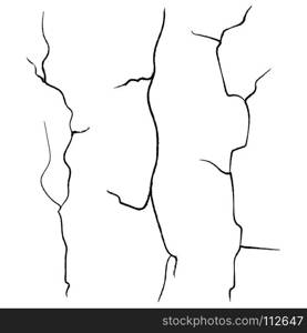 Wall Cracks Vector. Set Isolated On White Background.. Wall Cracks Vector. Isolated On White Background.