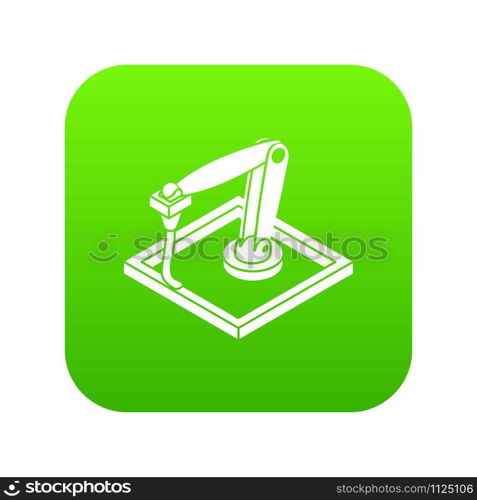 Wall d printering icon green vector isolated on white background. Wall d printering icon green vector