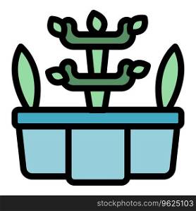 Wall flower pot icon outline vector. Eco house. Summer home color flat. Wall flower pot icon vector flat