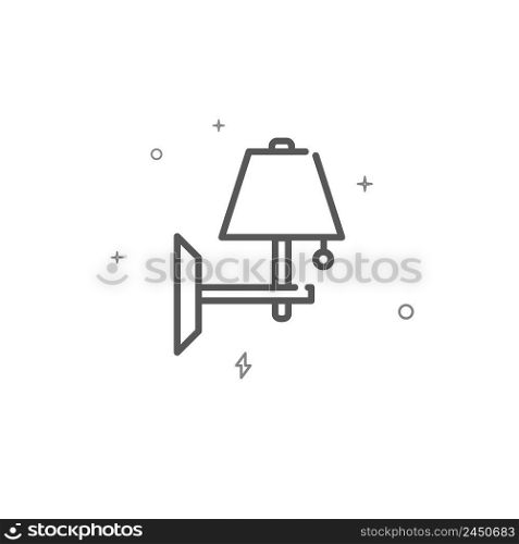 Wall l&, sconce simple vector line icon. L&symbol, pictogram, sign isolated on white background. Editable stroke. Adjust line weight.. Wall l&, sconce simple vector line icon. L&symbol, pictogram, sign isolated on white background. Editable stroke