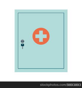 Wall medicine chest. Medical metal cabinet with close door. Isolated vector illustration in flat style on white background. Wall medicine chest. Medical metal cabinet with close door. Isolated vector illustration