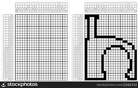 Wall Mount Nail Clip Icon Nonogram Pixel Art, Cable Nail-In Clip Icon Vector Art Illustration, Logic Puzzle Game Griddlers, Pic-A-Pix, Picture Paint By Numbers, Picross