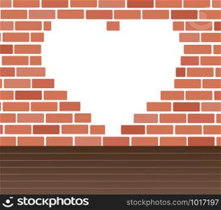 Wall of bricks and heart space background art vector
