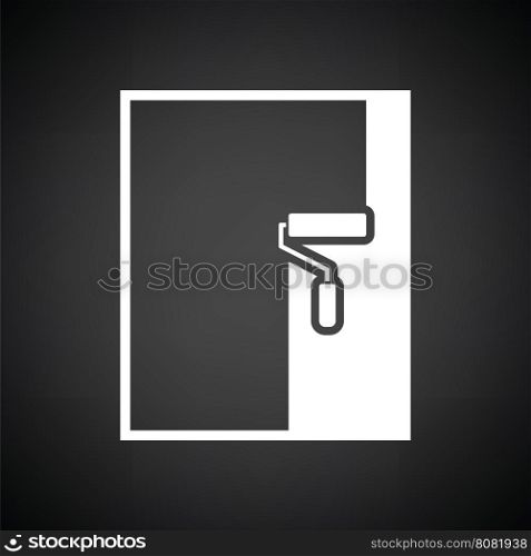 Wall painting icon. Black background with white. Vector illustration.