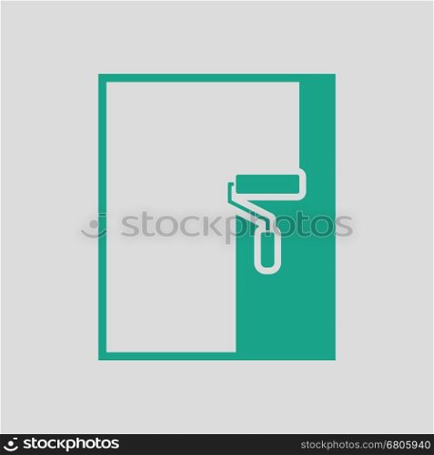 Wall painting icon. Gray background with green. Vector illustration.