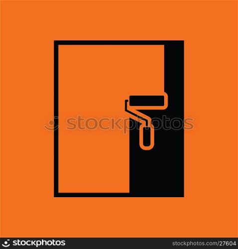 Wall painting icon. Orange background with black. Vector illustration.
