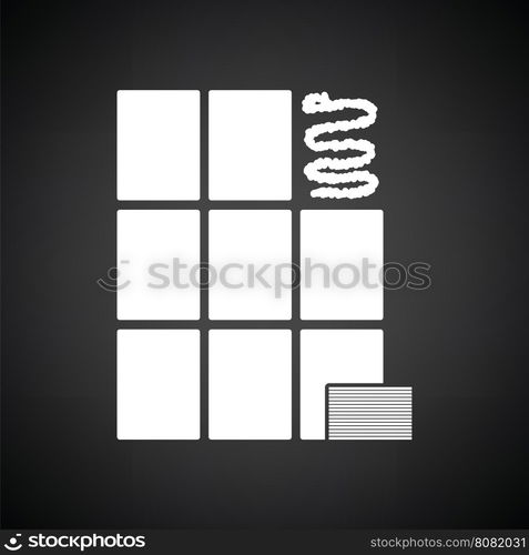 Wall tiles icon. Black background with white. Vector illustration.